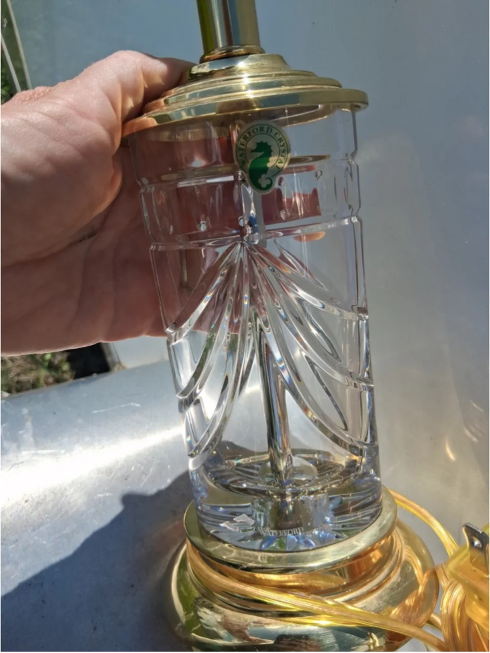 Pair Waterford Crystal and Brass Table Lamps Never Used